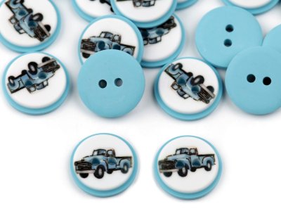 Kinderknöpfe 5 Stück/15,4 mm - Auto - hellblau