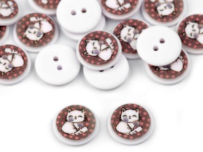 Kinderknöpfe 5 Stück/15,4 mm - Katze - beige