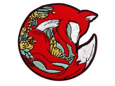 Stick - Applikation ca. 8,3 cm x 7,5 cm - schlafender Fuchs - rot