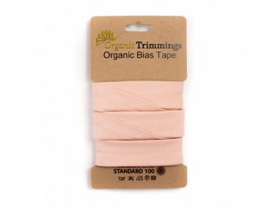 Jersey Organic Cotton Schrägband/Einfassband gefalzt 20 mm Breit x 3 Meter Coupon - uni puderrosa