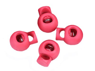 4 runde Kordelstopper - 15 x 19 mm - für Kordeln mit max. 4 mm Durchmesser - korallenrosa