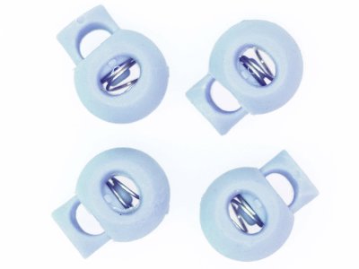 4 runde Kordelstopper - 15 x 19 mm - für Kordeln mit max. 4 mm Durchmesser - himmelblau