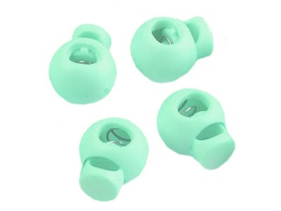 4 runde Kordelstopper - 15 x 19 mm - für Kordeln mit max. 4 mm Durchmesser - mintgrün