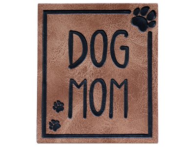 Jessy Sewing Kunstleder-Label mit aufgedruckter Nähnaht - "Dog Mom" - braun