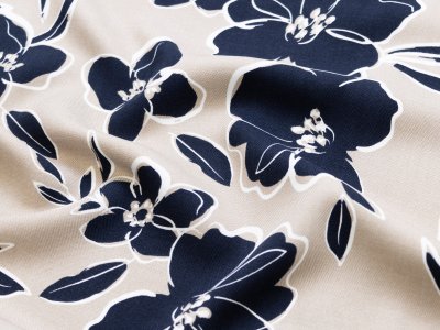 Twill Viskose - große Blüten - beige