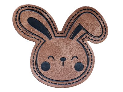 Jessy Sewing Kunstleder-Label mit aufgedruckter Nähnaht - "Bunny" - braun