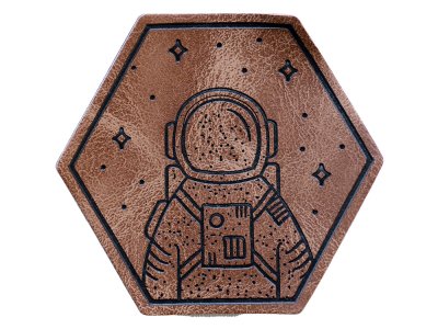 Jessy Sewing  Kunstleder-Label - "Astronaut" - braun