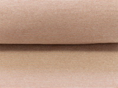 Bündchen glatt 70 cm im Schlauch - 1mm - breite Streifen - weiß-koralle