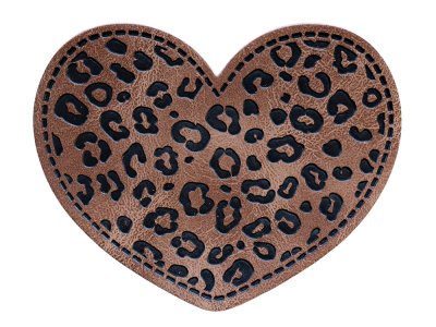 Jessy Sewing Kunstleder-Label mit aufgedruckter Nähnaht - "Leo Heart" - braun