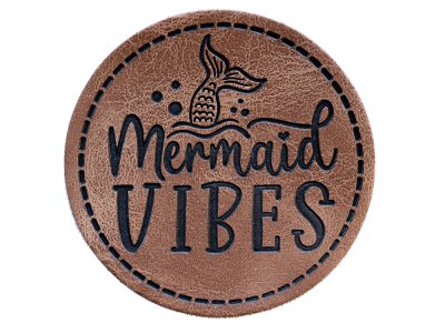 Jessy Sewing Kunstleder-Label mit aufgedruckter Nähnaht - "Mermaid Vibes" - braun