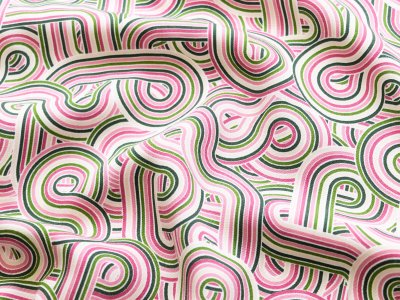 Twill Viskose - verschlungenes Retromuster - weiß