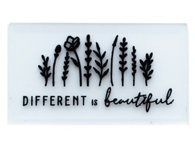 Jessy Sewing Gummi-Label - "Different is beautiful" - transparent