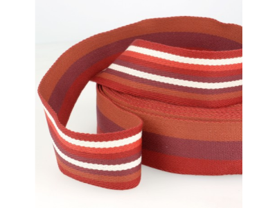 Doppelseitiges Gurtband 40 mm - Streifenmix - rot