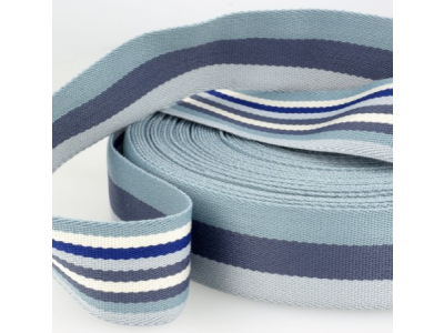 Doppelseitiges Gurtband 40 mm - Streifenmix - blau