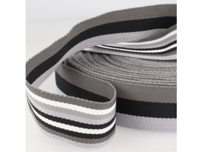 Doppelseitiges Gurtband 40 mm - Streifenmix - grau 