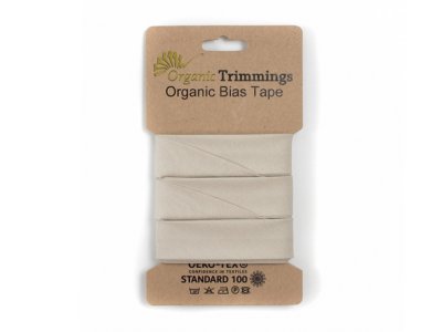 Popeline Organic Cotton Schrägband/Einfassband gefalzt 20 mm Breit x 5 Meter Coupon - uni sand