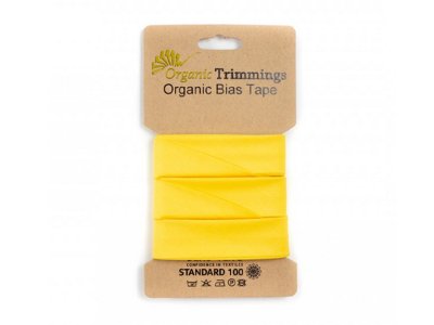 Popeline Organic Cotton Schrägband/Einfassband gefalzt 20 mm Breit x 5 Meter Coupon - uni gelb