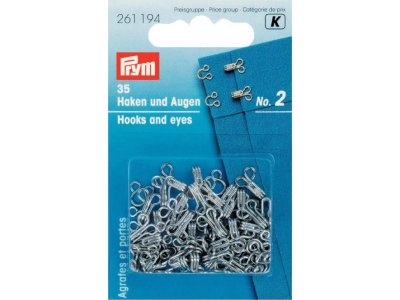 Prym 35 Haken und Augen - silberfarben