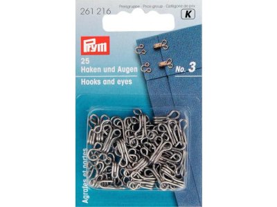 Prym 25 Haken und Augen - silberfarben