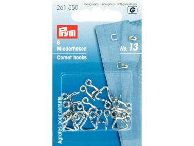Prym 6 Miederhaken und Augen groß MS 13 - silberfarben