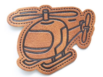 Jessy Sewing Kunstleder-Label mit aufgedruckter Nähnaht "Helicopter" - braun