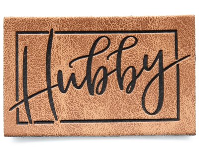 Jessy Sewing Kunstleder-Label "Hubby" - braun