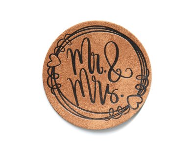 Jessy Sewing Kunstleder-Label "Mr & Mrs" - braun