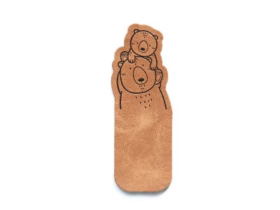 Jessy Sewing Kunstleder-Knick-Label "PapaBabyBear" - braun