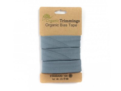Jersey Organic Cotton Schrägband/Einfassband gefalzt 20 mm Breit x 3 Meter Coupon - uni altblau