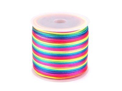 Satinschnur für Armbänder 1 mm ca. 27-30 m Rolle - Regenbogen - multicolor