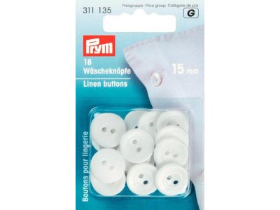 Prym 18 Kunststoff-Wäscheknöpfe 15mm - weiß