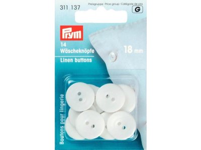 Prym 14 Wäscheknöpfe Kunststoff 18mm - weiß