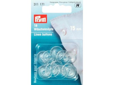 Prym 18 Wäscheknöpfe Kunststoff 15mm - transparent