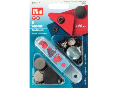 Prym 6 NF-Druckknopf Anorak flach MS 20 mm - anthrazit