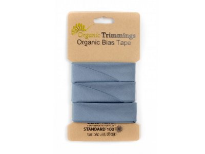 Popeline Organic Cotton Schrägband/Einfassband gefalzt 20 mm Breit x 5 Meter Coupon - uni altblau