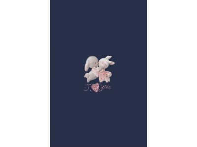  French Terry Digitaldruck Stenzo PANEL ca. 75 cm x 50 cm - I Love you Hasen - nachtblau