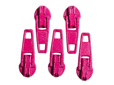 Slider / Zipper / Automatikschieber für Reißverschlüsse Größe 3 - Set 5 Stück fuchsia