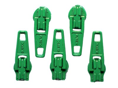 Slider / Zipper / Automatikschieber für Reißverschlüsse Größe 3 - Set 5 Stück grasgrün