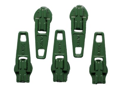 Slider / Zipper / Automatikschieber für Reißverschlüsse Größe 3 - Set 5 Stück dunkelgrün