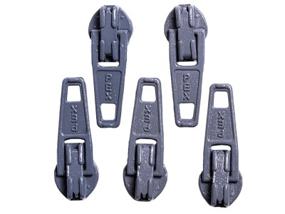 Slider / Zipper / Automatikschieber für Reißverschlüsse Größe 3 - Set 5 Stück eisengrau
