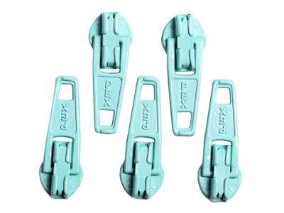 Slider / Zipper / Automatikschieber für Reißverschlüsse Größe 3 - Set 5 Stück cyan