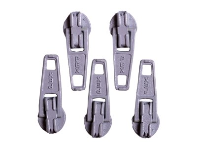 Slider / Zipper / Automatikschieber für Reißverschlüsse Größe 3 - Set 5 Stück mausgrau