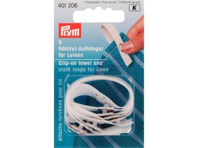 Prym 5 Nähfrei-Aufhänger Leinen - weiß