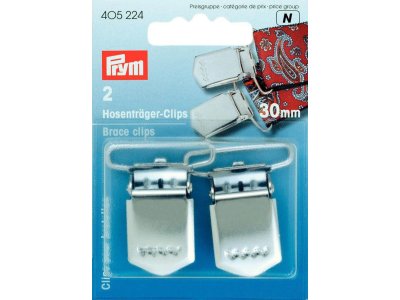 Prym 2 Hosenträger-Clips 30mm - silberfarben
