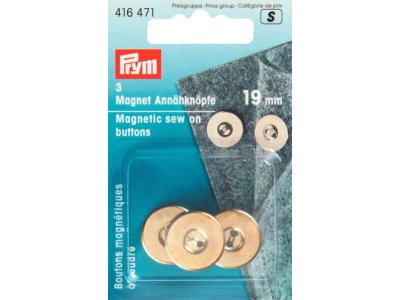 Prym 3 Magnet-Annähknöpfe 19 mm - goldfarben
