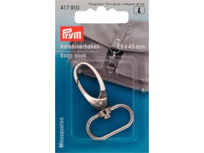 Prym breiter Karabinerhaken Metall 25x45 mm - silberfarben