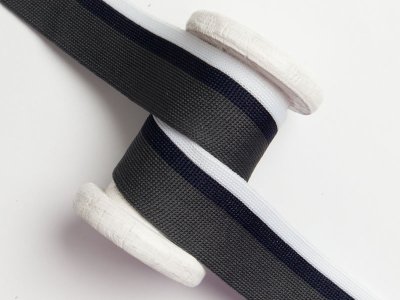 Ripsband/Galonband - Streifen - grau/schwarz/weiß