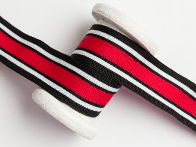 Ripsband/Galonband - Streifen - schwarz/weiß/rot
