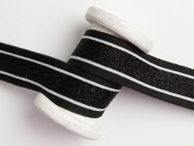 Hosenstreifen mit Glitzer - Streifen -schwarz/weiß