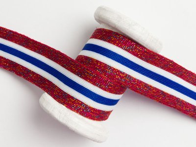 Hosenstreifen mit Glitzer - Streifen - rot-bunt/weiß/blau